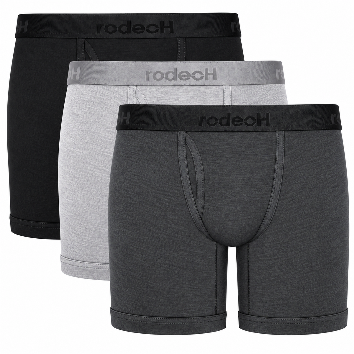 6" Top Loading Boxer Packing Underwear 3 Pack - Black, Gray & Light Gray - Multipack