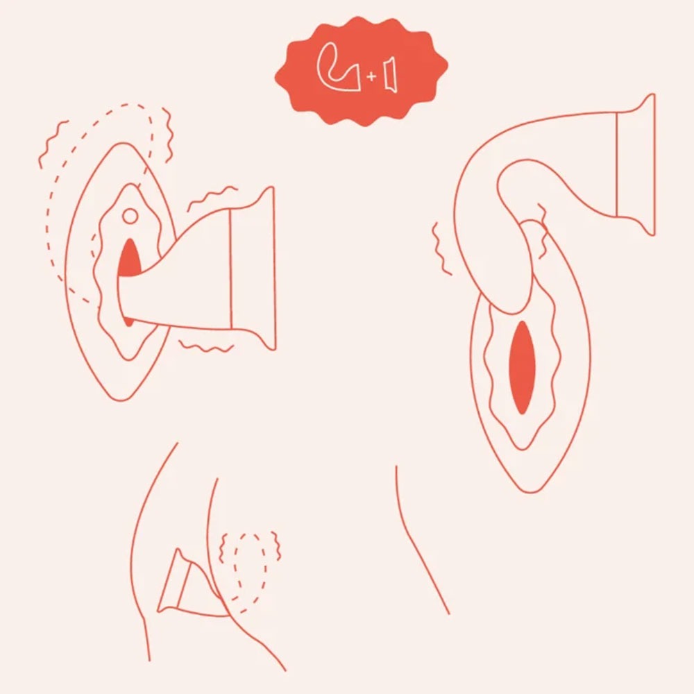 Banana Split dollop vibrator sketch graphic of ways to use it