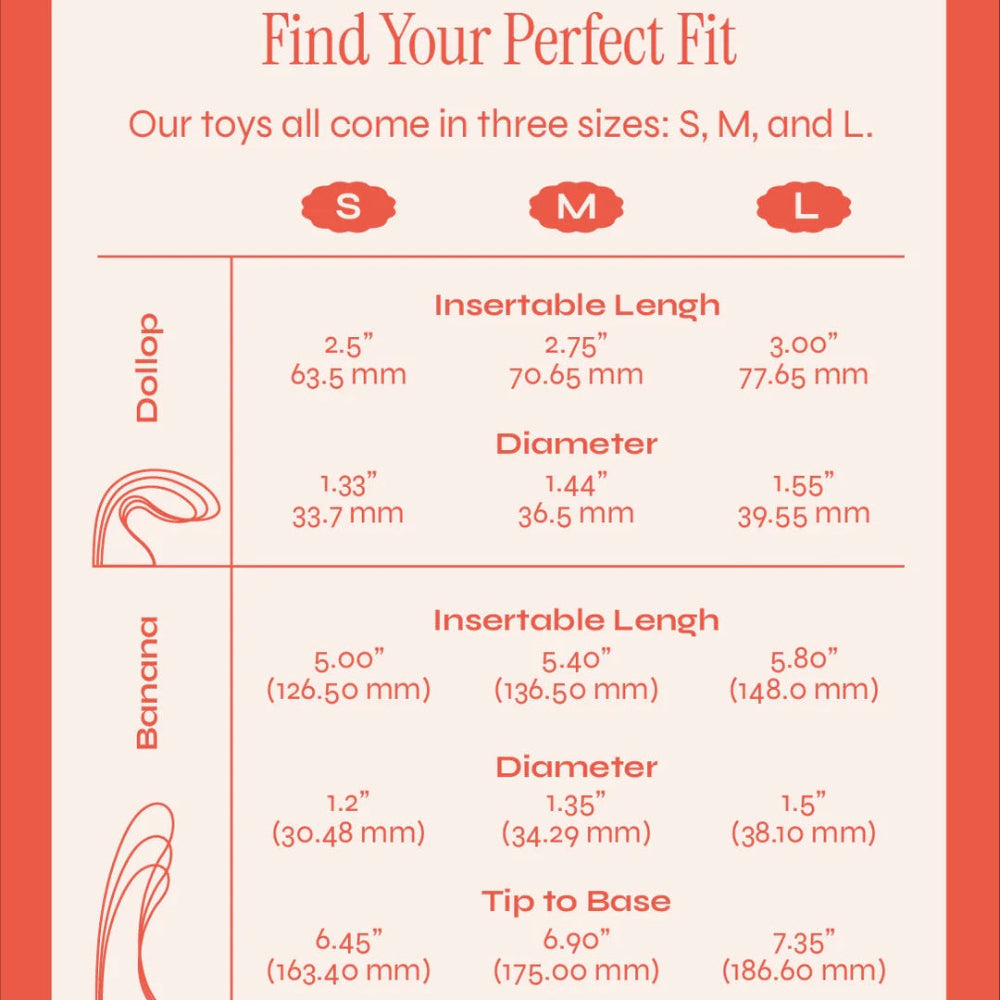Banana Split dollop and Banana Size Chart as a graphic sketch