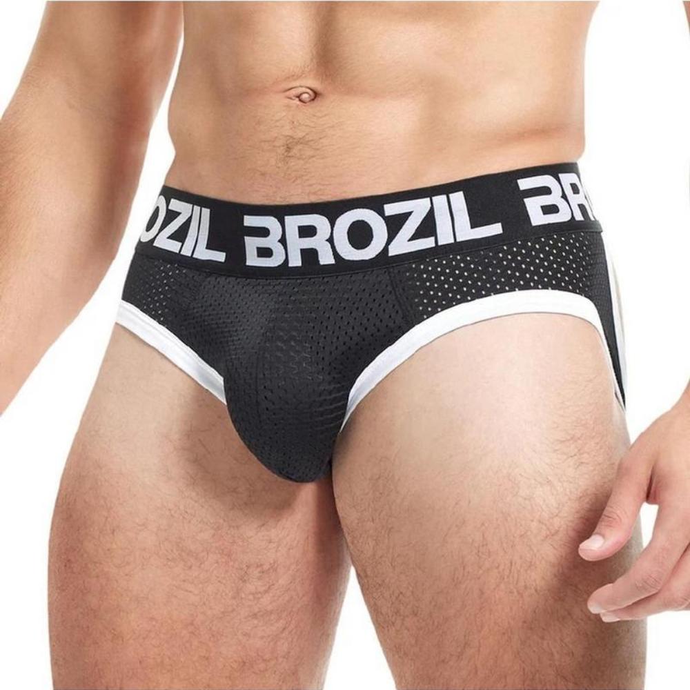 Ultra Bulge Enhancing Open Back Brief By Brozil - Black