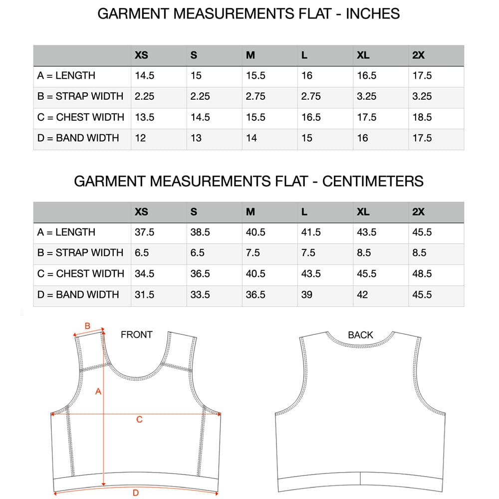 rodeoh compression top measurements guidelines and chart