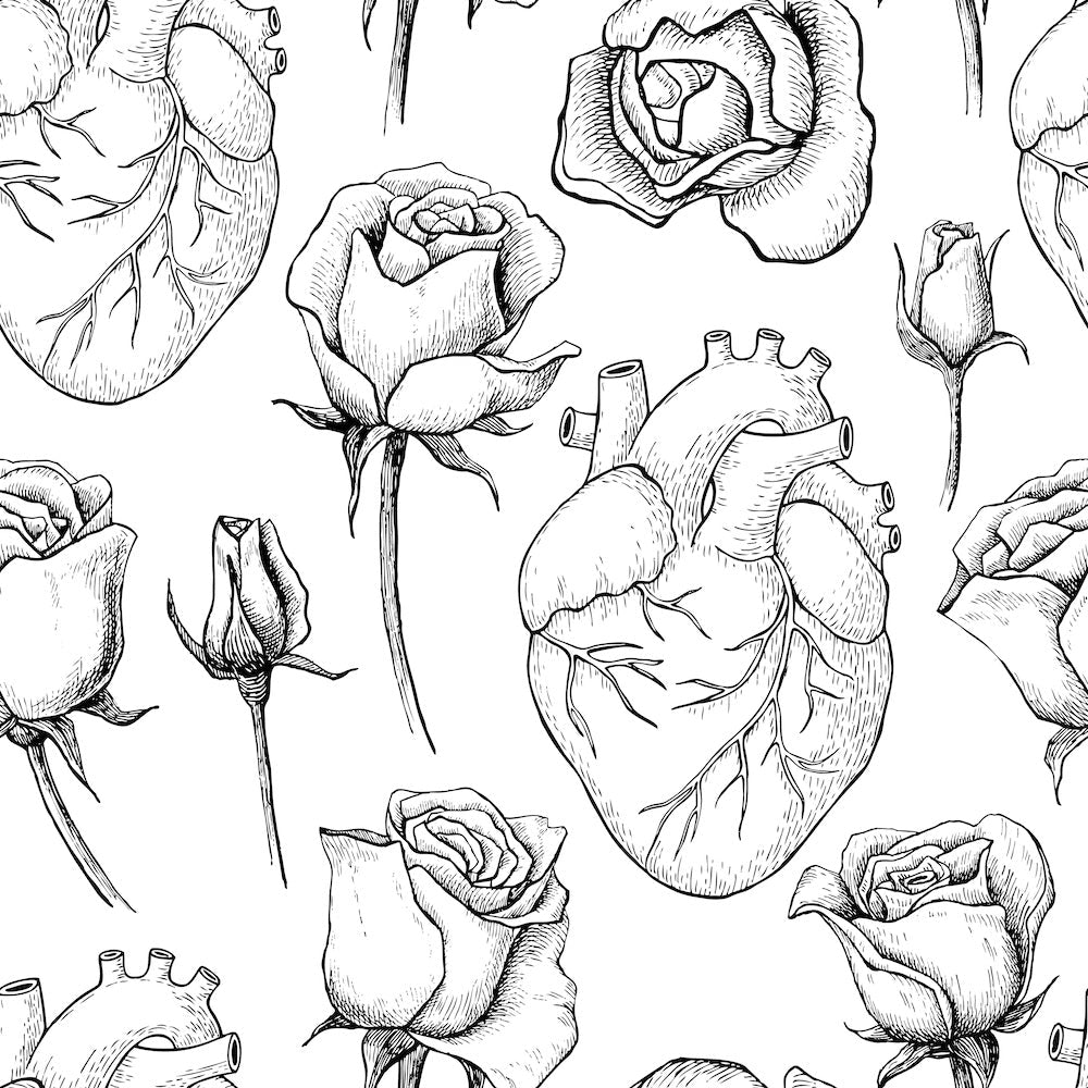 Shift 6" Boxer Underwear - Hearts & Roses - White