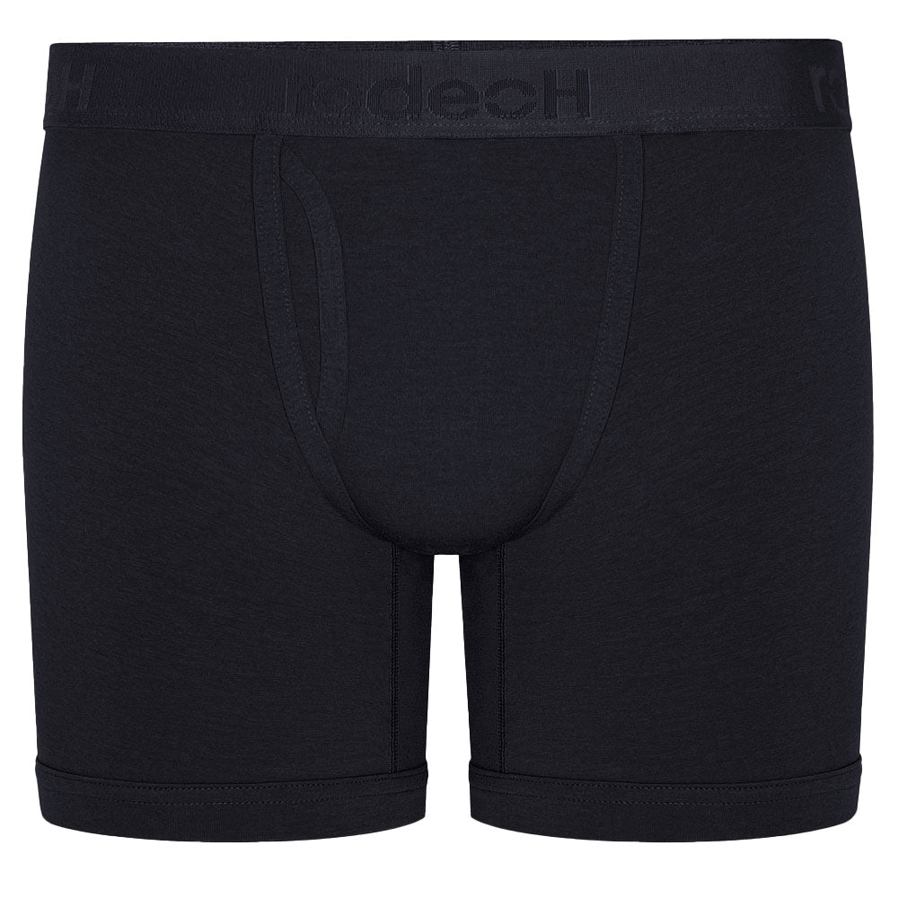 3-pack ftm packer underwear – Solid Black Rodeoh Shift Boxers with 6-inch inseam, and secure packer pocket.