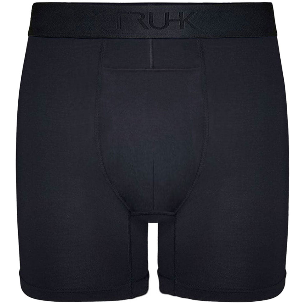TRUHK High Rise Boxer packing underwear in black, front view showing high waist and pouch