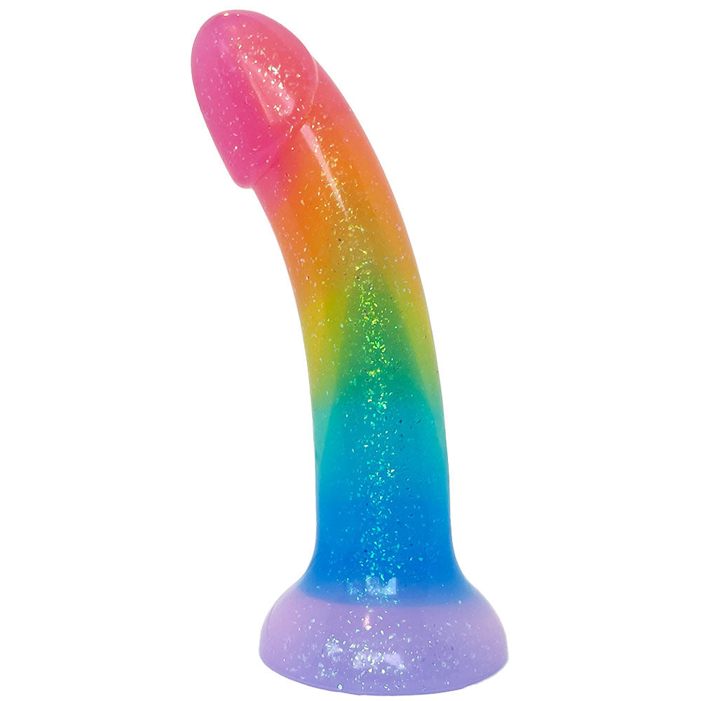 6" Sol Silicone Dildo - Rainbow Glitter Pride