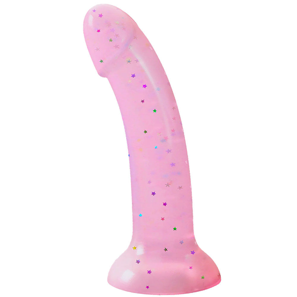 6" Sol Silicone Dildo - Glitter Stars - Cotton Candy