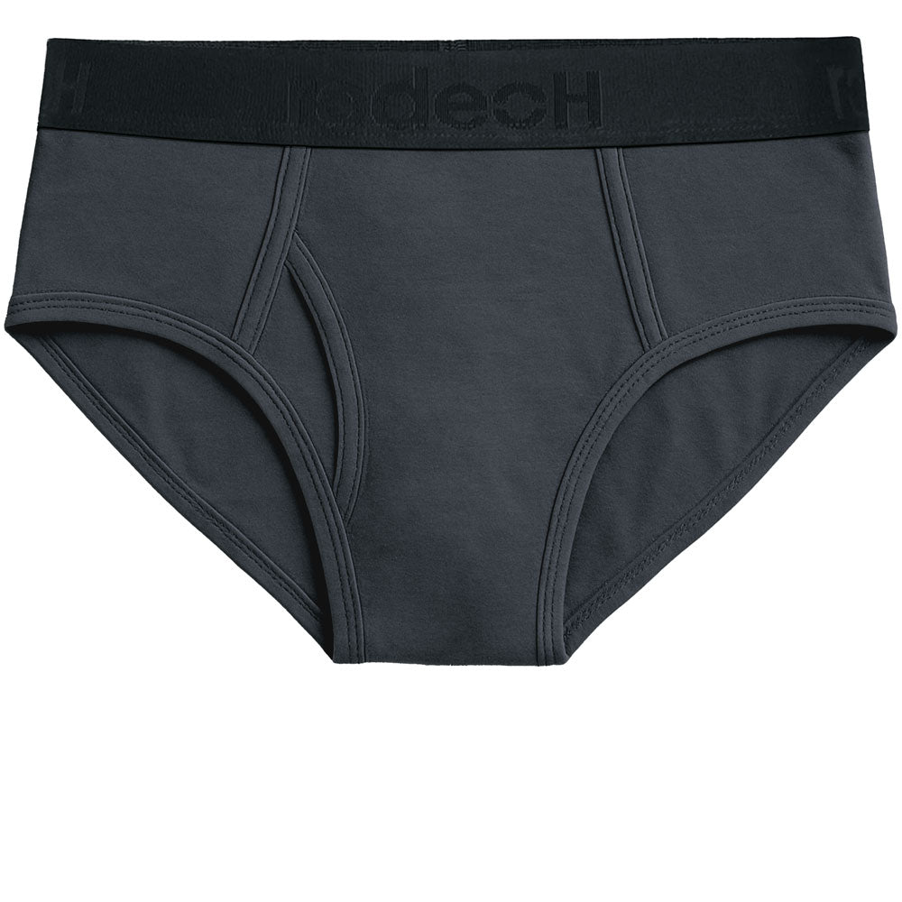 gray brief underwear with rodeoh logo waistband in black