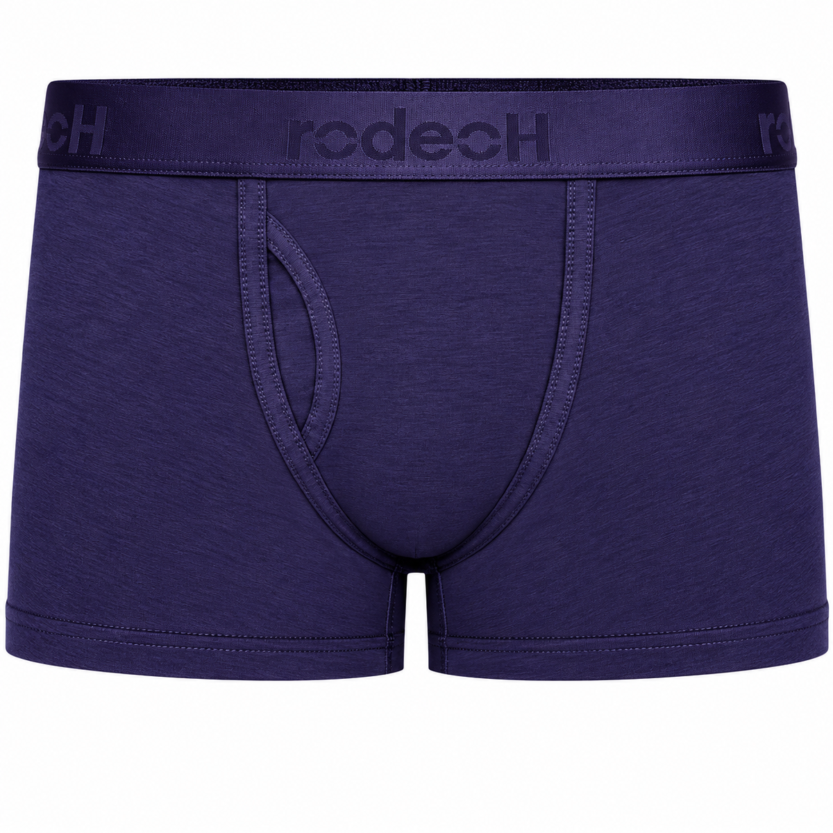 RodeoH Shift Short packer underwear in dark purple with satin logo waistband, from the front
