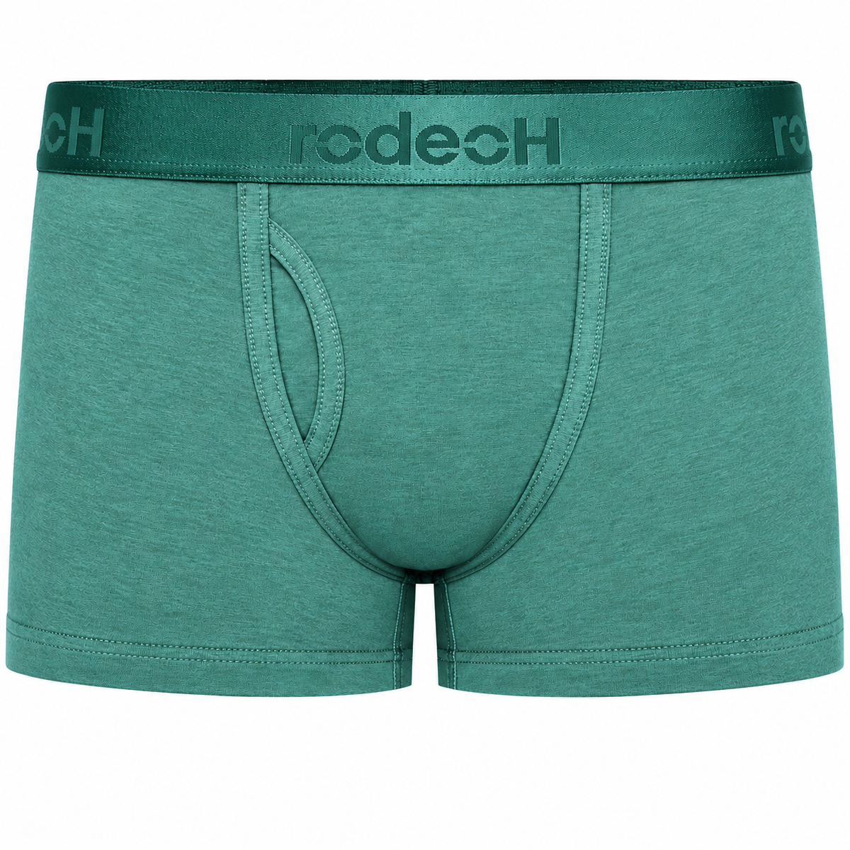 RodeoH Shift Short packer underwear in pacific teal with satin logo waistband, from the front