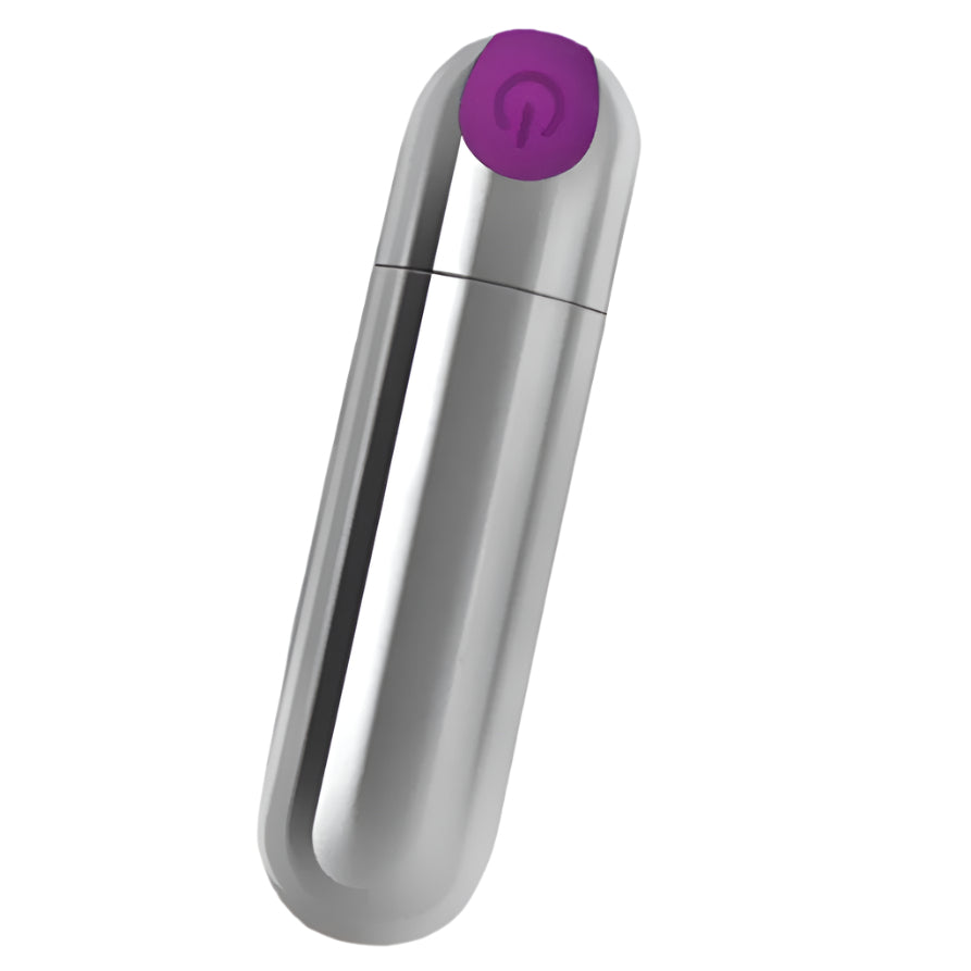 Silver and Purple Metallic Rechargeable Bullet Vibrator