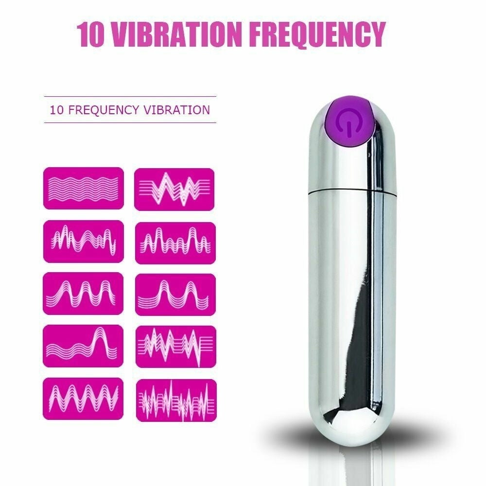 Silver and Purple Metallic Rechargeable Bullet Vibrator