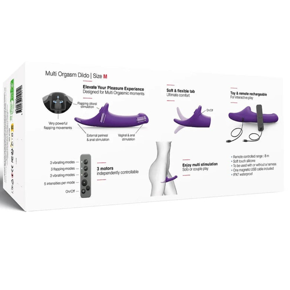 Strap on me Multi orgasm triple stimulating strap on dildo box, back panel