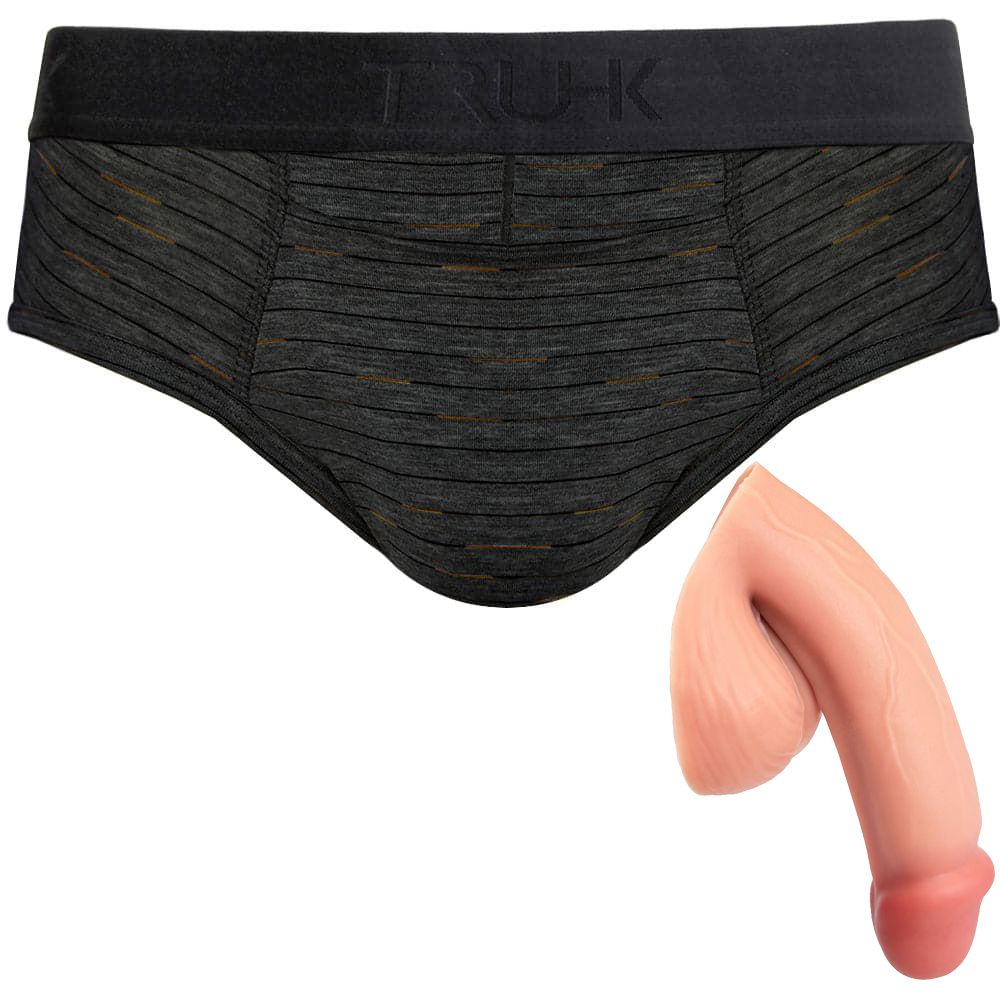 TRUHK Dark Gray Brief with Vector silicone packer in Vanilla