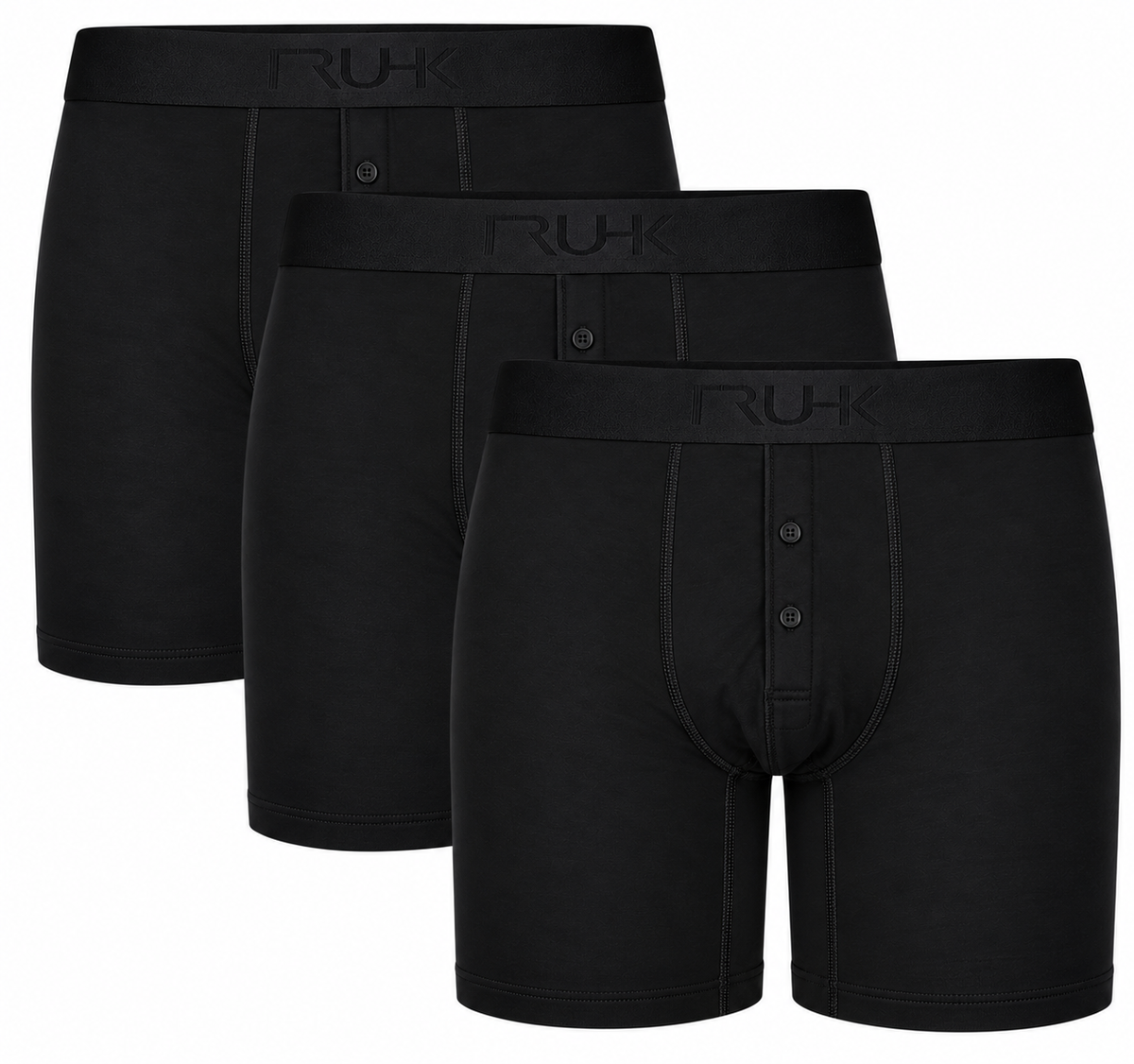 TRUHK Button Fly Boxer packing underwear 3 pack, three pairs in black