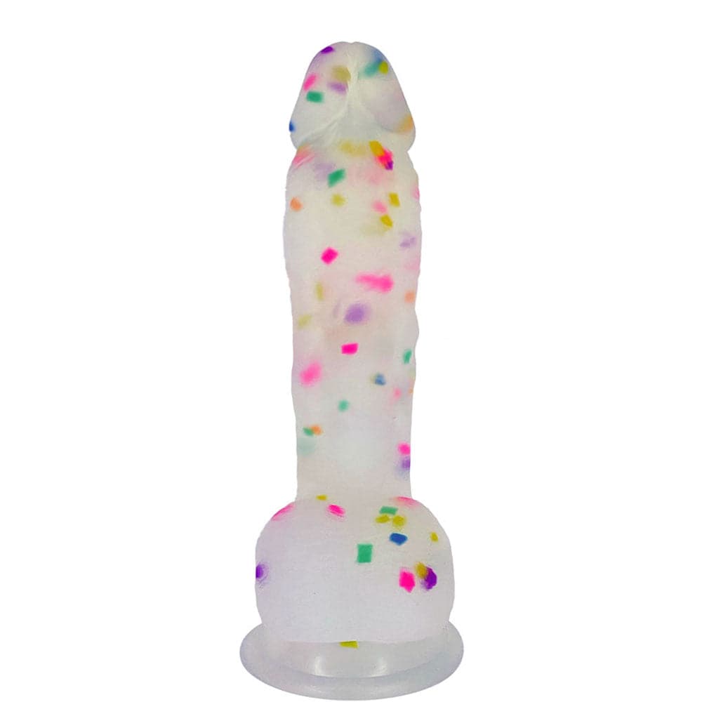 5.5" Confetti Suction Cup Silicone Dildo - Multi - RodeoH