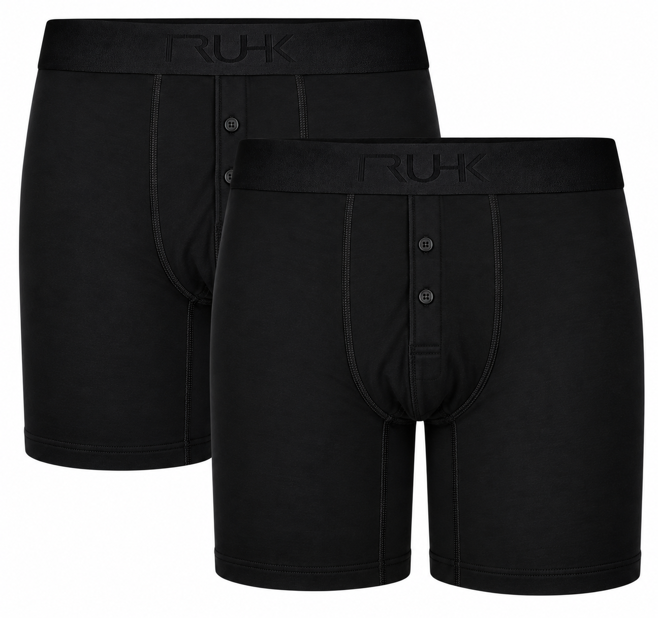 TRUHK Button Fly Boxer packing underwear 2 pack, two pairs in black