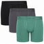 RodeoH Shift 6" Boxer Packer Underwear Pacific Calm 3 pack: black, gray and sage green boxers stacked, from the front