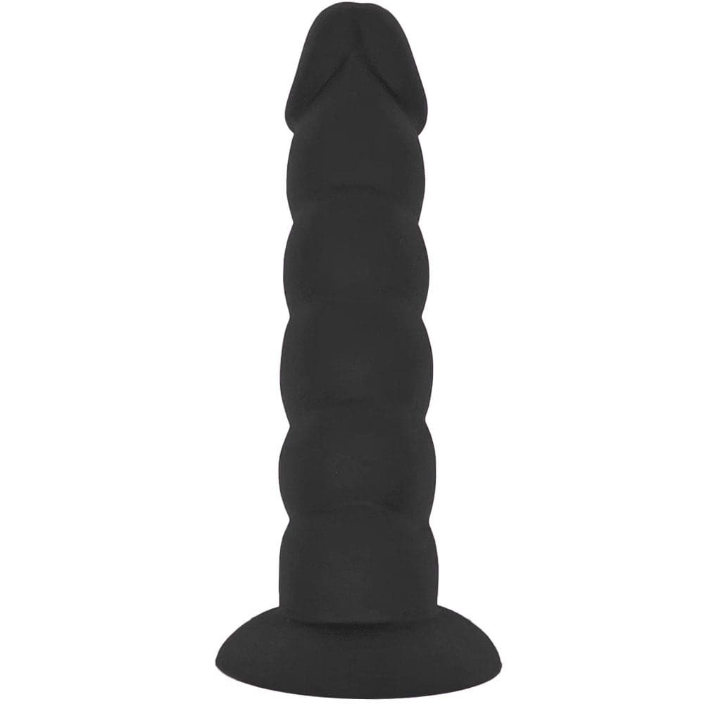 6" Loli Ribbed Suction Cup Silicone Dildo - Black