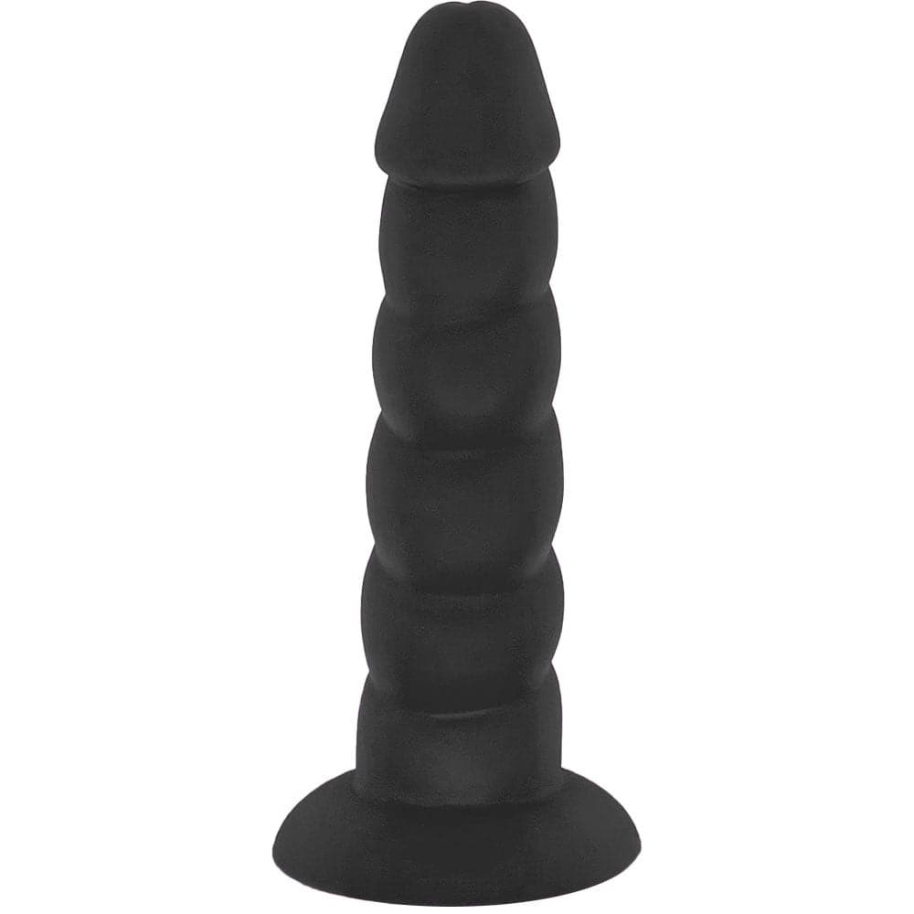6" Loli Ribbed Suction Cup Silicone Dildo - Black