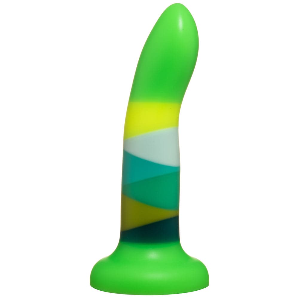 6" Ribbon Striped Silicone Dildo - Green - RodeoH