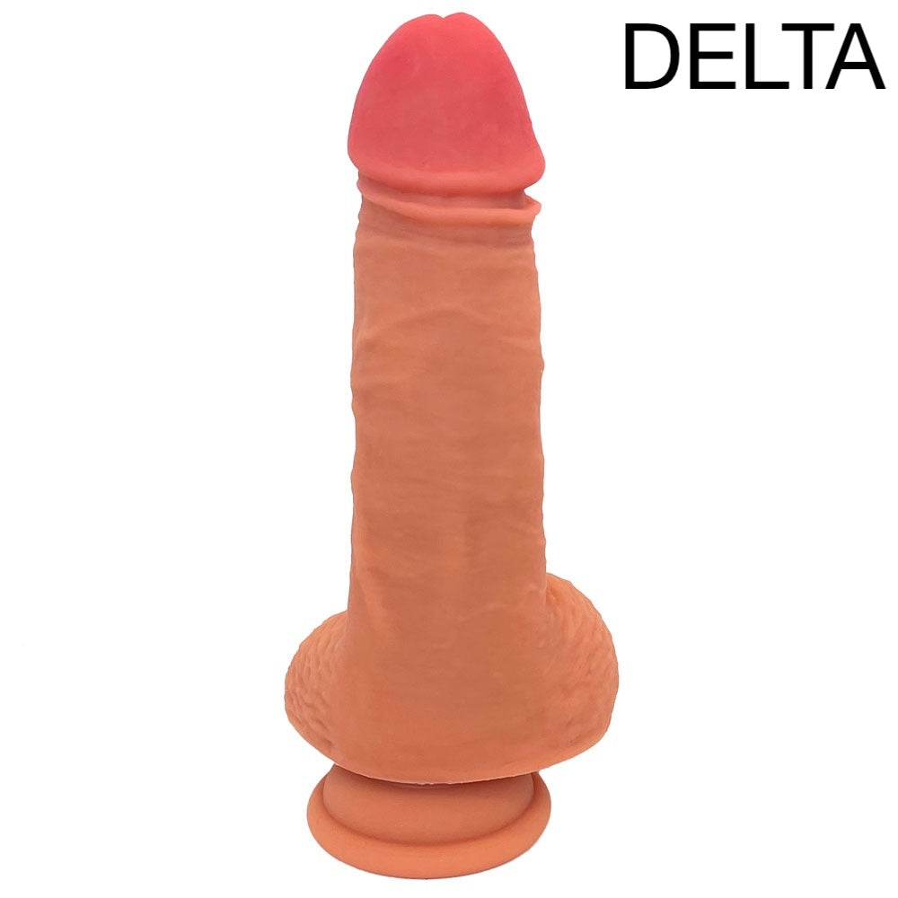 Legacy Series - Dual Density Silicone Suction Cup Dildo with Balls - Warm Tan
