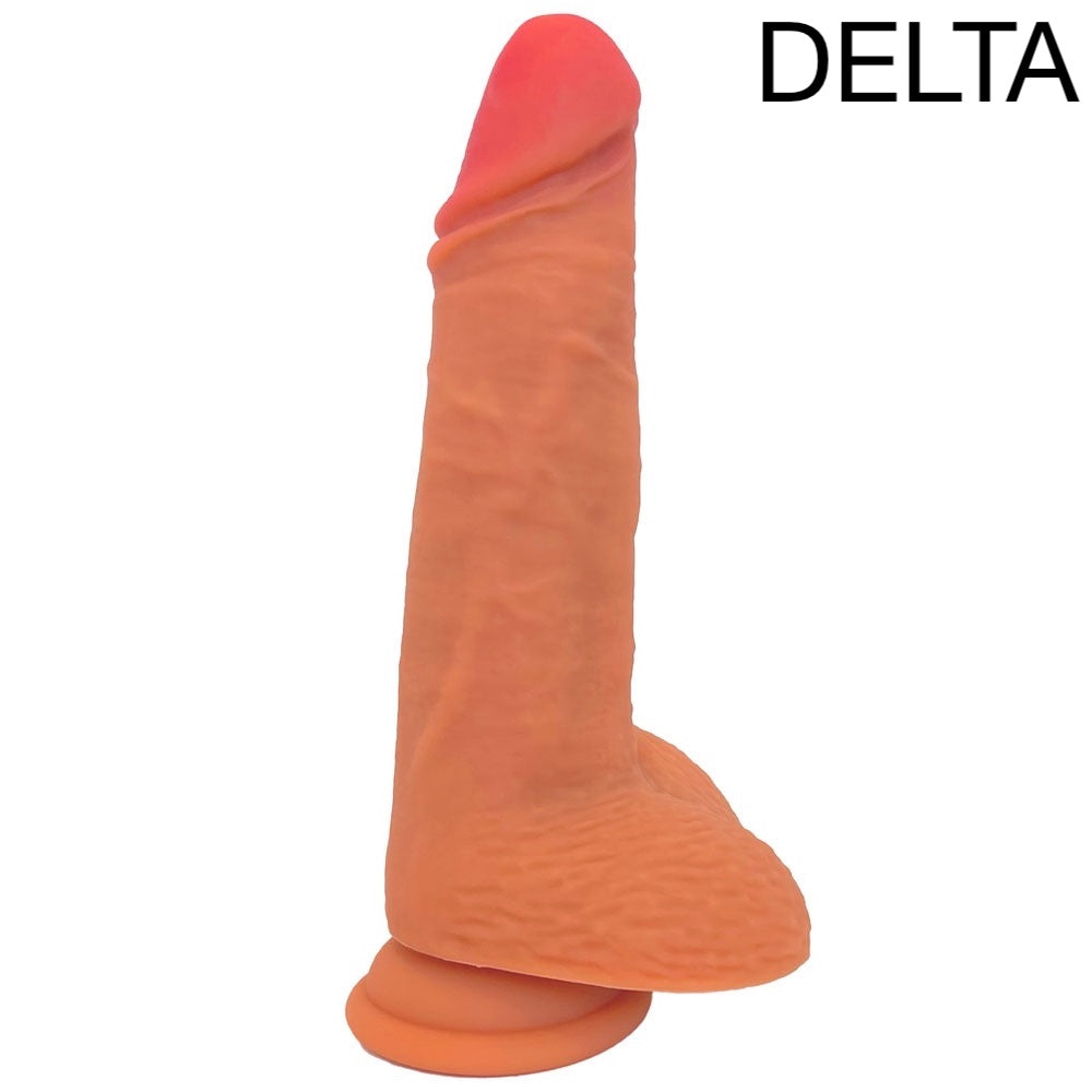 Legacy Series - Dual Density Silicone Suction Cup Dildo with Balls - Warm Tan