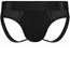 Rodeoh Solid black cotton band shift jock underwear with solid black satin waistband form the front