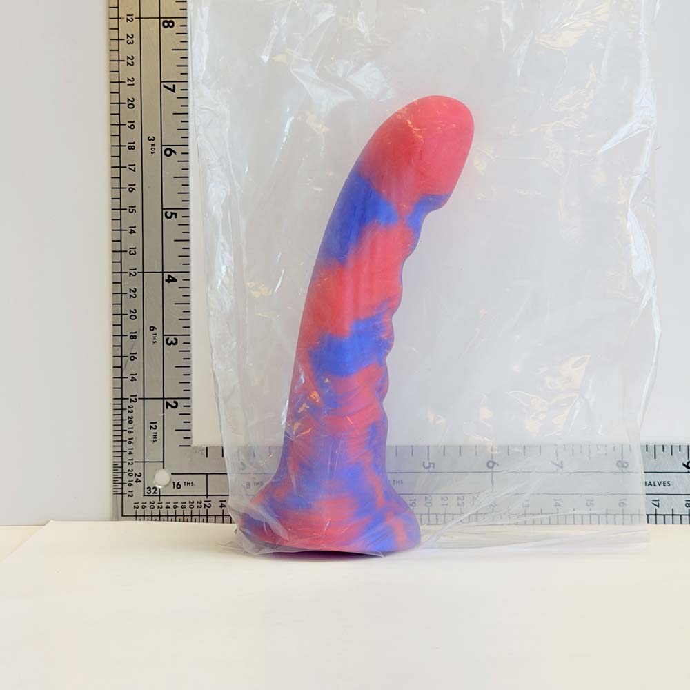 7" Berry Blue Marble Silicone Dildo | Vault Sample