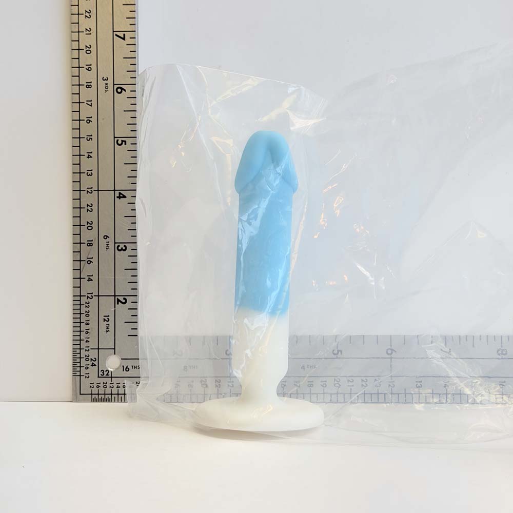 Blue & White Ombre | Non-Realistic Silicone Dildo | Vault Sample