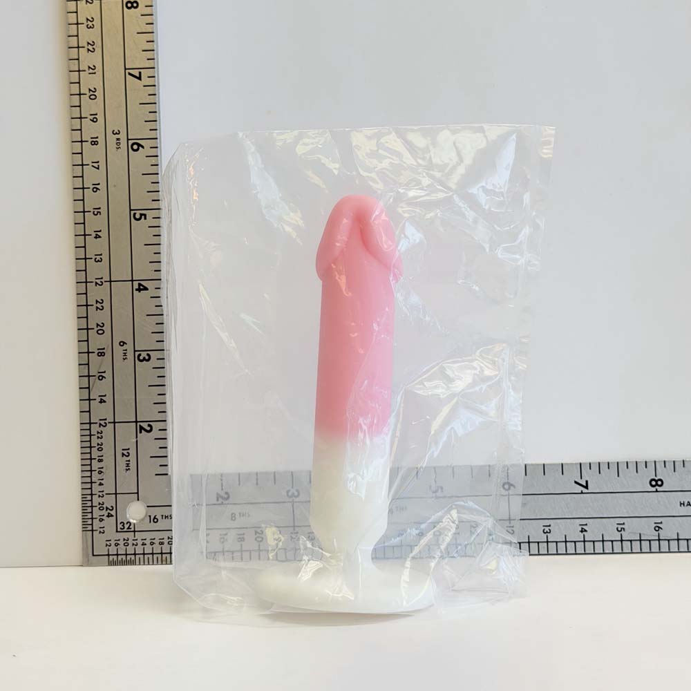 Pink & White Ombre | Non-Realistic Silicone Dildo | Vault Sample