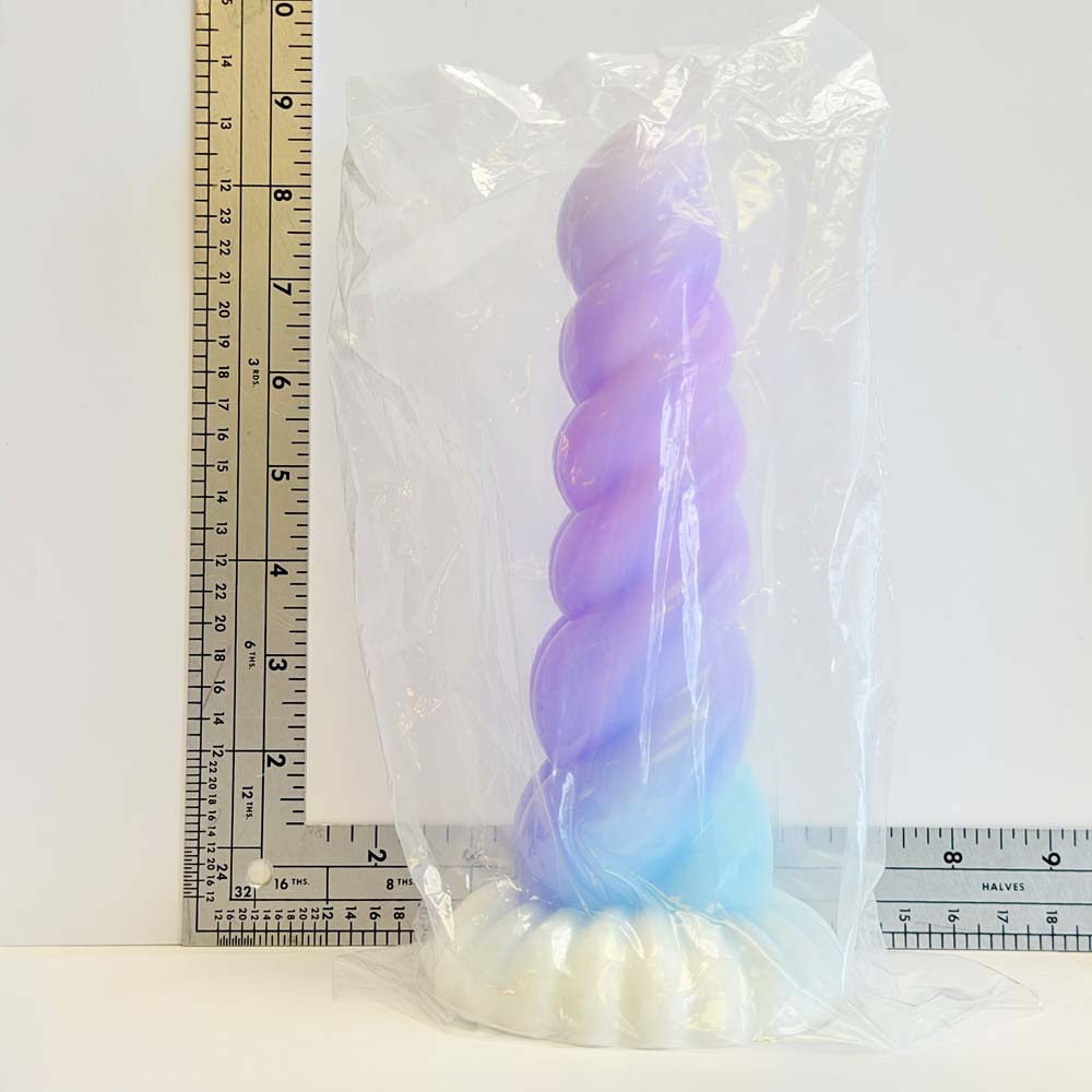 9" Unicorn Spiral Silicone Dildo | Vault Sample