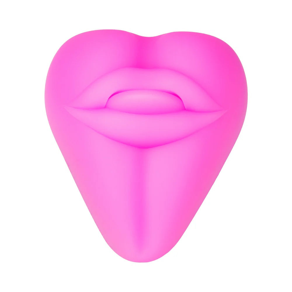 Kissi + Puck - Silicone Lips & Tongue Vibrating Remote Control Dildo Cushion Grinder - Hot Pink