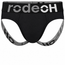 RodeoH Shift Jock packer underwear in black with logo waistband, from the front