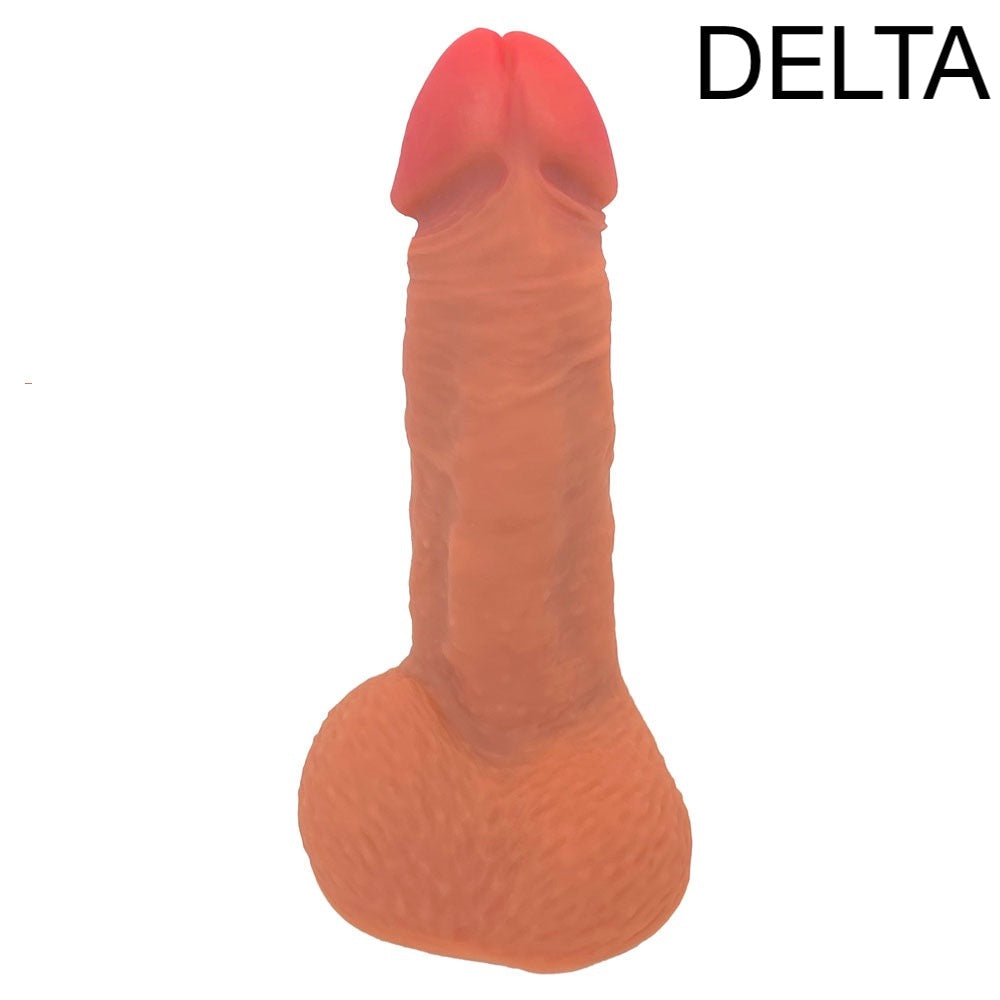 Legacy Series - Dual Density Silicone Suction Cup Dildo with Balls - Warm Tan