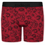 RodeoH Shift 6 inch Boxer in red Hearts & Roses print: black line-drawn anatomical hearts and roses on deep red, front view