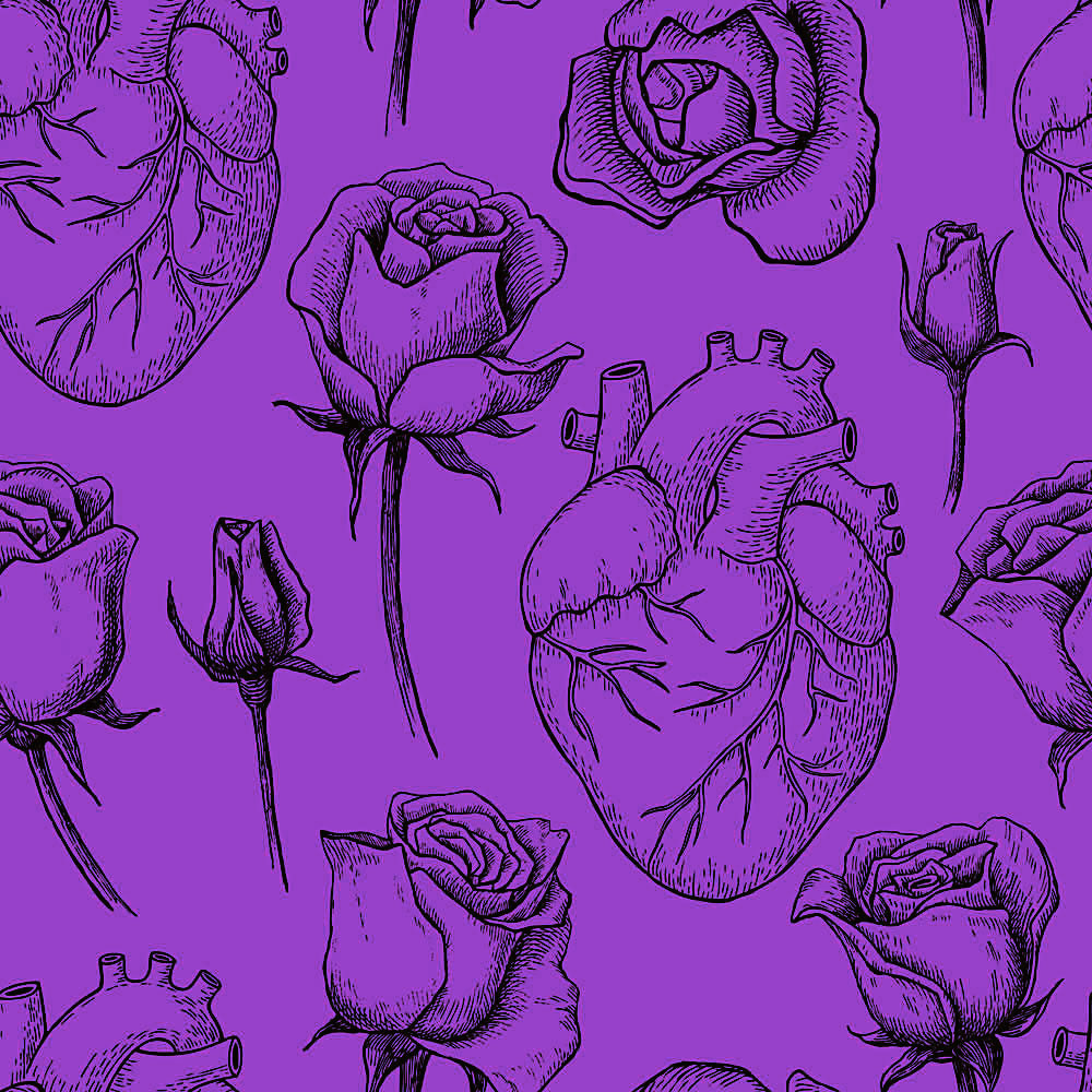 Duo Panty+ Harness - Hearts & Roses Purple