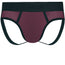 claret underwear with mesh accents with black trim and waistband
