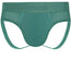 RodeoH side loading Jock packing underwear in Pacific Teal from the front