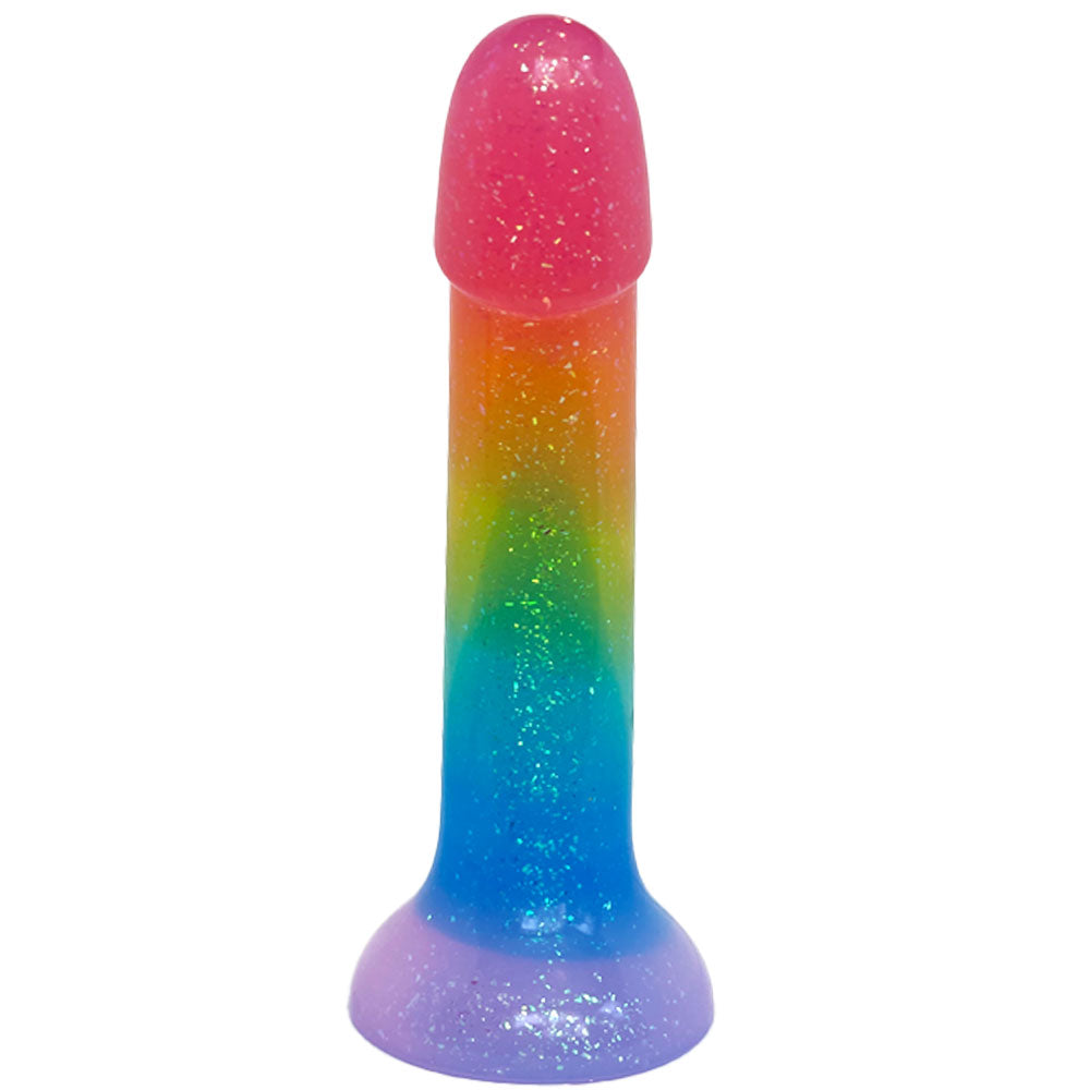 6" Sol Silicone Dildo - Rainbow Glitter Pride