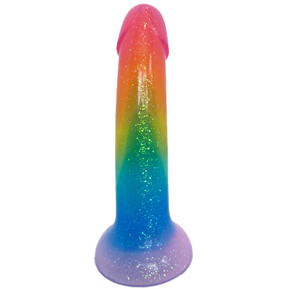 6" Sol Silicone Dildo - Rainbow Glitter Pride