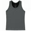 A dark gray ribbed compression tank top, displayed flat against a white background.