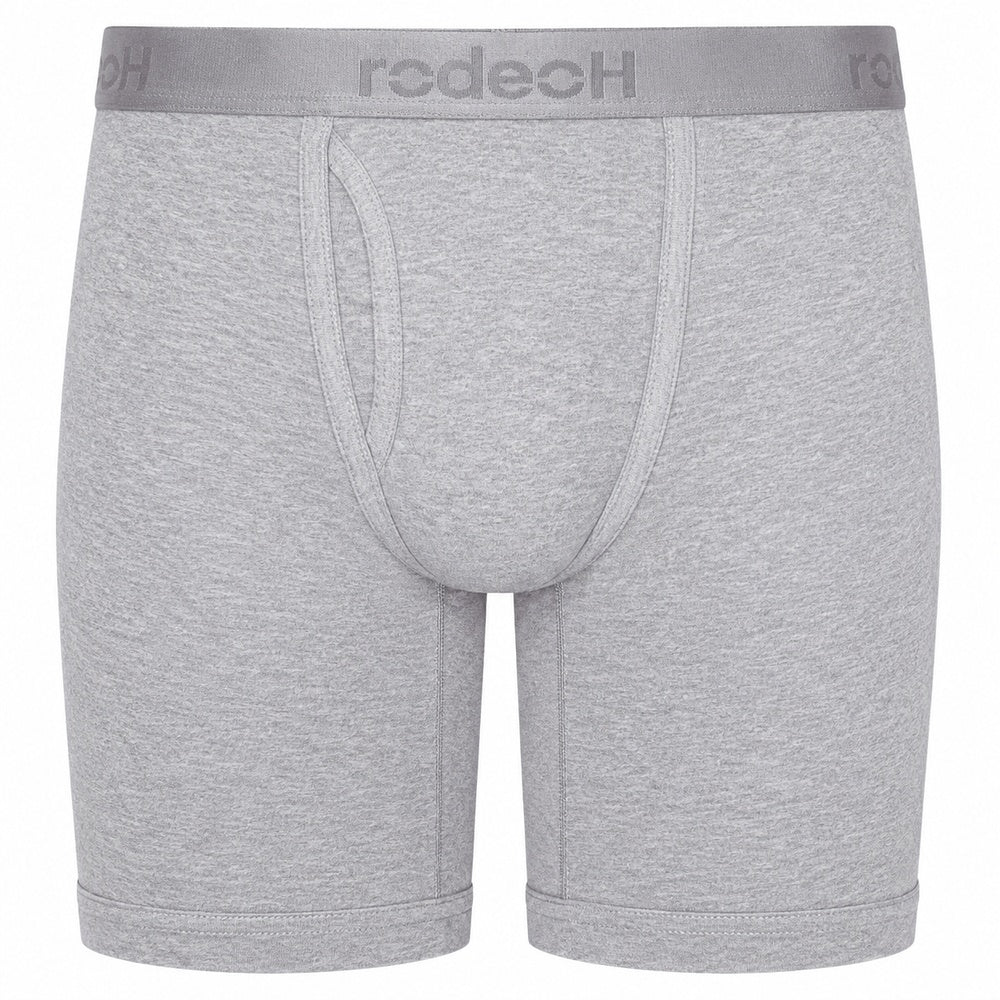 rodeoh 9 inch inseam boxer underwear in light gray from the front