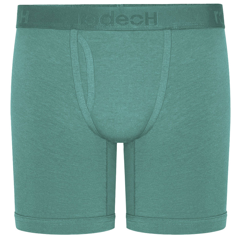 Pacifc blue boxer briefs with a Rodeoh brand logo waistband 9 inch length