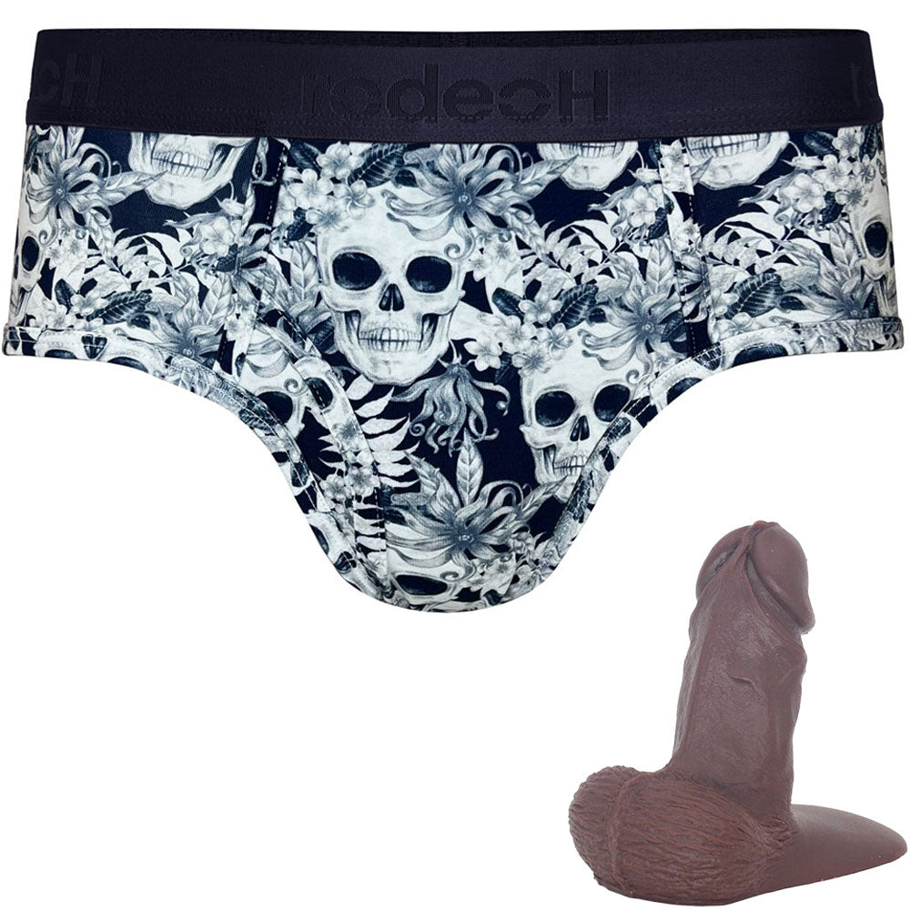 Jay Silicone Packer and Midnight Skulls Brief Packing Underwear Package
