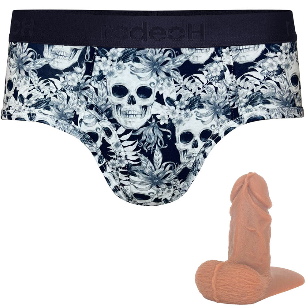 Jay Silicone Packer and Midnight Skulls Brief Packing Underwear Package