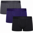 RodeoH Shift Short Packer Underwear 3 pack in dark purple, black and gray, stacked, from the front