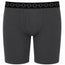 9" Dark gray unisex boxer briefs with a black waistband featuring a repeating gray interlocking rings logo.