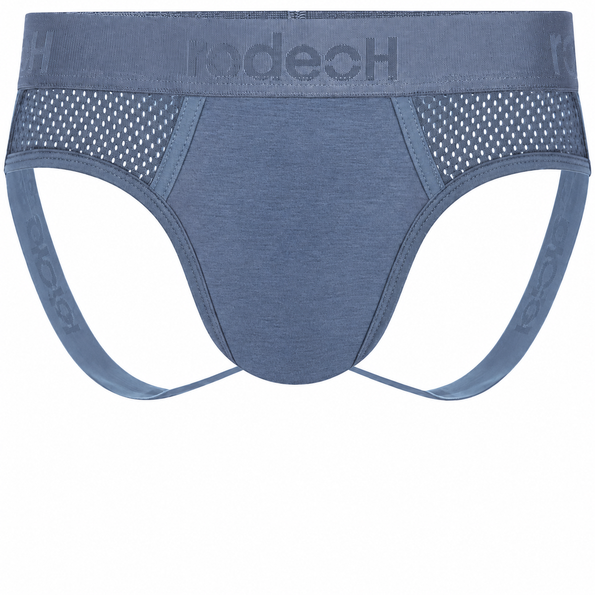 RodeoH Shift Jock gender-neutral underwear in slate blue, from the front