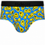 RodeoH brief in Smiley print (blue and yellow smiley faces), front view