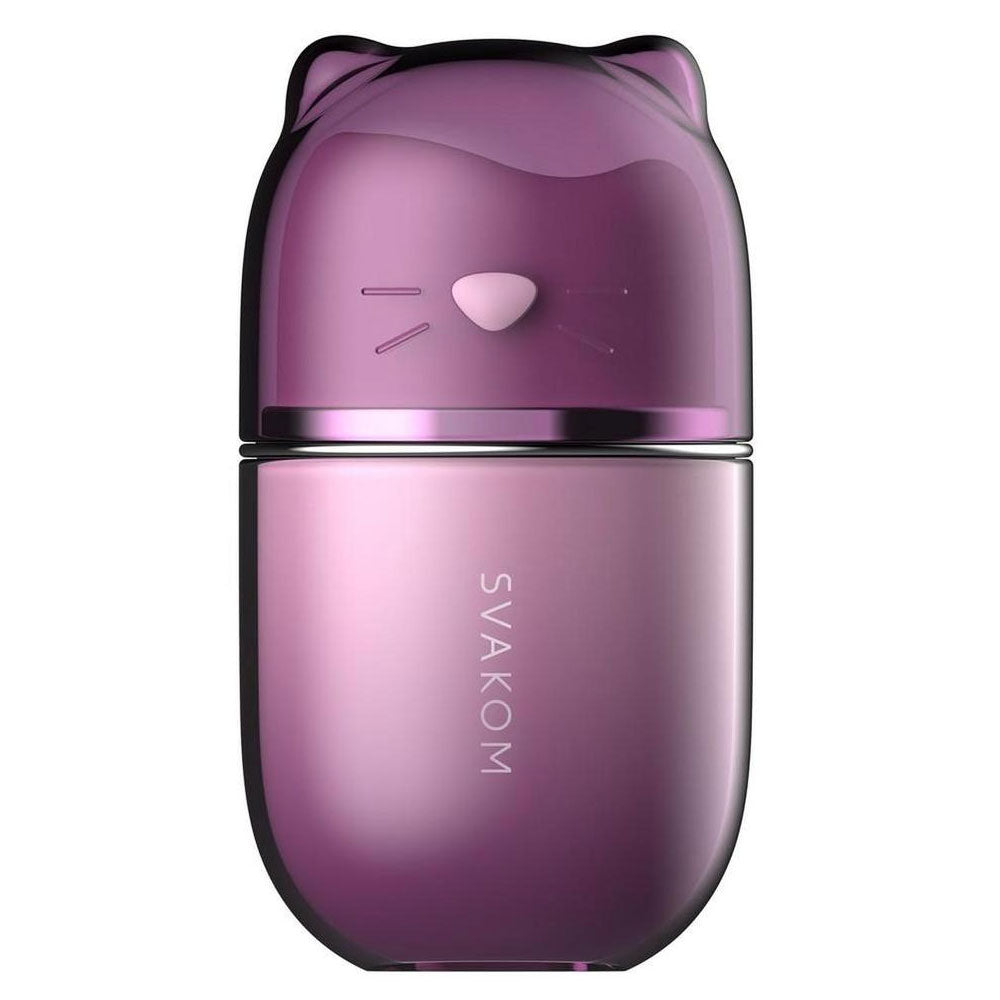 Svakom Klitty Sucking licking purple silicone clitoral stimulator, with silicone mouth covered by plastic car ear lid